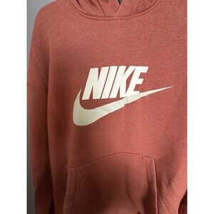 Nike Hoodie Mens Extra Large Orange Sportswear Pullover Fleece Big Swoosh Logo